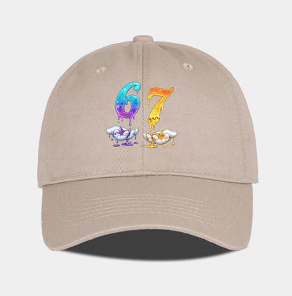 Colorful Dripping Number 67 Print Baseball Cap Adjustable Unisex Cartoon Streetwear Sun Hat
