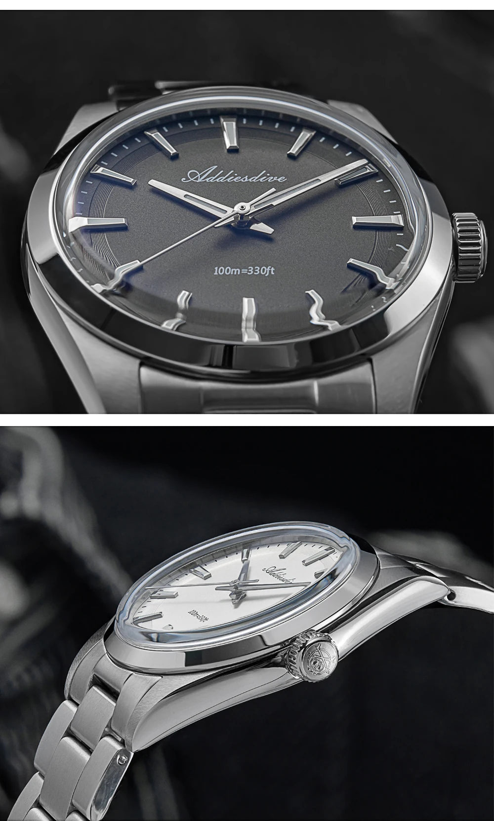 ADDIESDIVE Luxury Men's Steel Watch Bubble Mirror Glass Quartz Watch BGW9 Blue Luminous 100ATM Analog Watch Reloj Hombre AD2066