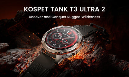 KOSPET TANK T3 Ultra 2 GPS Smart Watch for Men Bluetooth Call 5ATM IP69K Waterproof Men's Watch Stainless Steel Health Monitor
