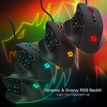 Redragon M811 Aatrox MMO-gamingmus, 15 programmerbare knapper, kablet RGB-gamermus med ergonomisk, naturligt greb