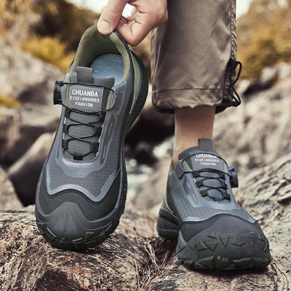 Rotary Buckle Men's Trekking Sneakers Outdoor Platform Hiking Shoes Men Sports Shoes Comfortable Non-slip Climbing Walking Shoes