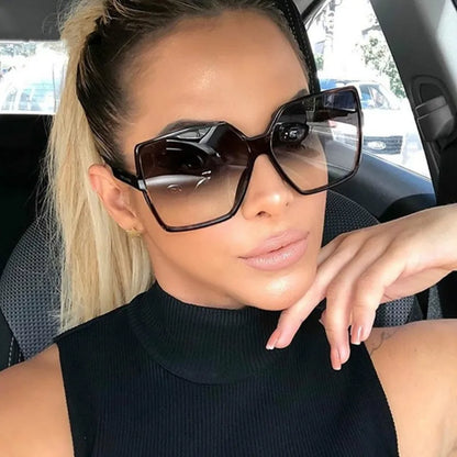 Ochelari de soare oversize pentru femei, din plastic cu efect de gradient, de marcă, de designer, pentru femei, UV400