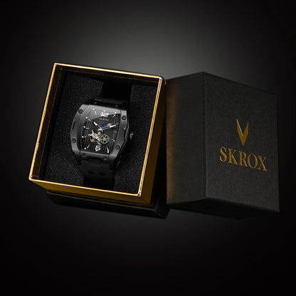 SKROX Designer Luxury Moon Phase Toubillon Automatic Movement Mechanical Clock High Quality Waterproof Silicone Men's Watches