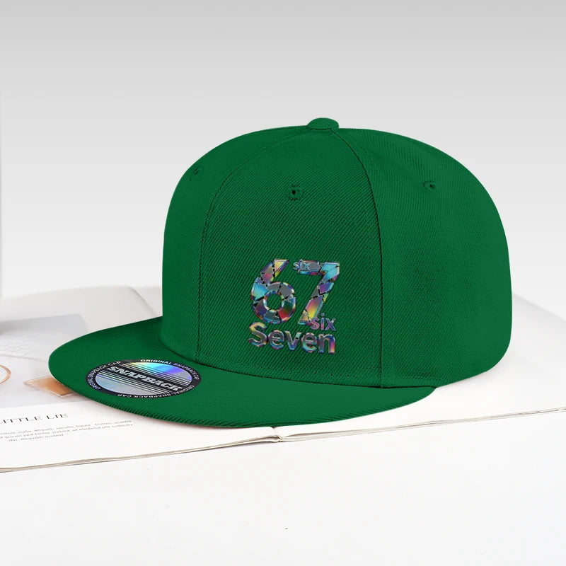 Cool Laser-Printed “67” Digital Print Hip-Hop Flat-Brim Cap – Adjustable Hip-Hop Outdoor Casual Unisex Baseball Cap