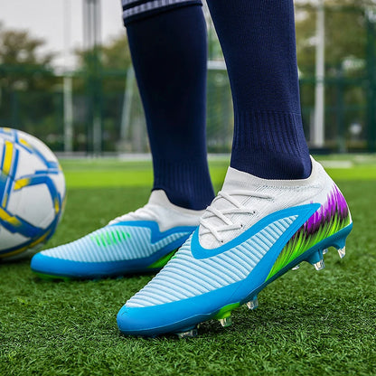 Football Shoes Men Quality Outdoor Training Soccer Boots Black White Long Spike Suitable for Teenager Boys Big Size