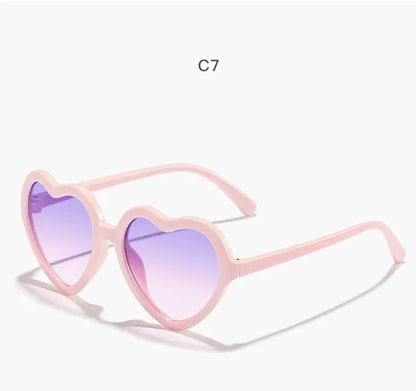 Ochelari de soare eleganți pentru copii, roz trandafiriu, cu inimioare, protecție UV400, ramă reglabilă, pentru băieți, fete, bebeluși și copii mici de 0-12 ani