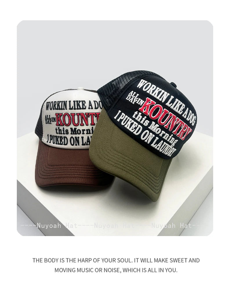 New Unisex Color Block 3D Printed Letter Baseball Hats Sunshade Hip Hop Breathable personal Trucker Caps Mesh Versatile fashion