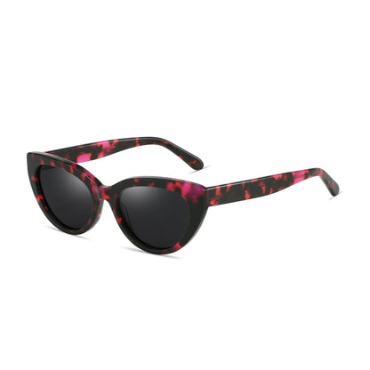 ZENOTTIC Ochelari de soare retro Cat Eye polarizați, realizați manual din acetat, cu protecție UV400, pentru femei