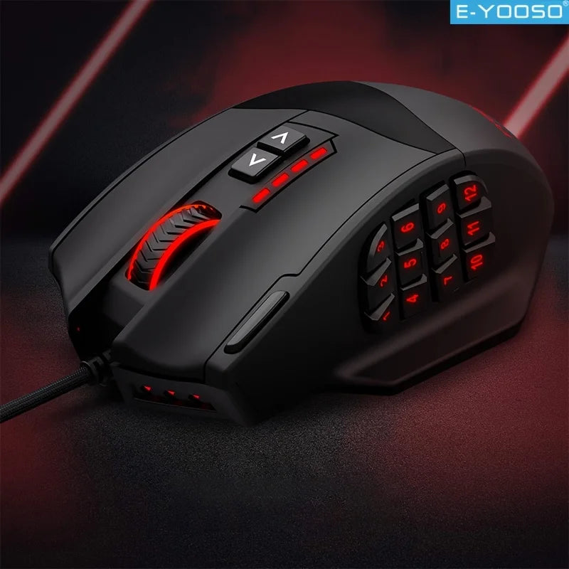 E-YOOSO RGB Wired Gaming Mouse Ergonomic Shape 16400 DPI Adjustable Mouse Support Macro Editing for Desktop PC/Laptop Office