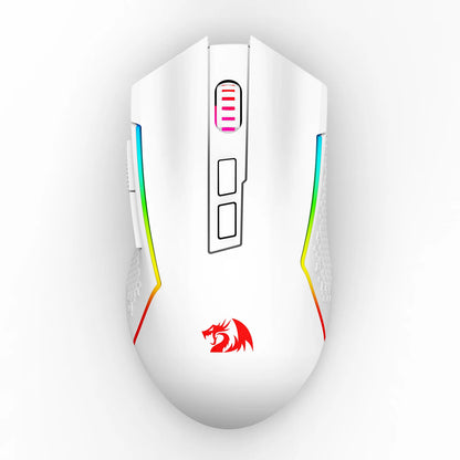 Redragon M693 trådløs/kablet BT & 2.4G Bluetooth gamingmus 8000 DPI med 3 tilslutningstilstande og RGB-baggrundsbelysning til PC/Mac/laptop