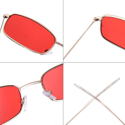 Fashion Small Rectangle Sunglasses Men Women Vintage Square Driving Sun Glasses Luxury Brand Metal Frame Eyewear