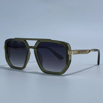 Ochelari de soare pătrați polarizați pentru bărbați, de lux, în stil vintage, cu punte dublă, lentile cu gradient, ochelari de soare pentru șofat, ochelari de soare retro cu partea superioară plată, pentru bărbați