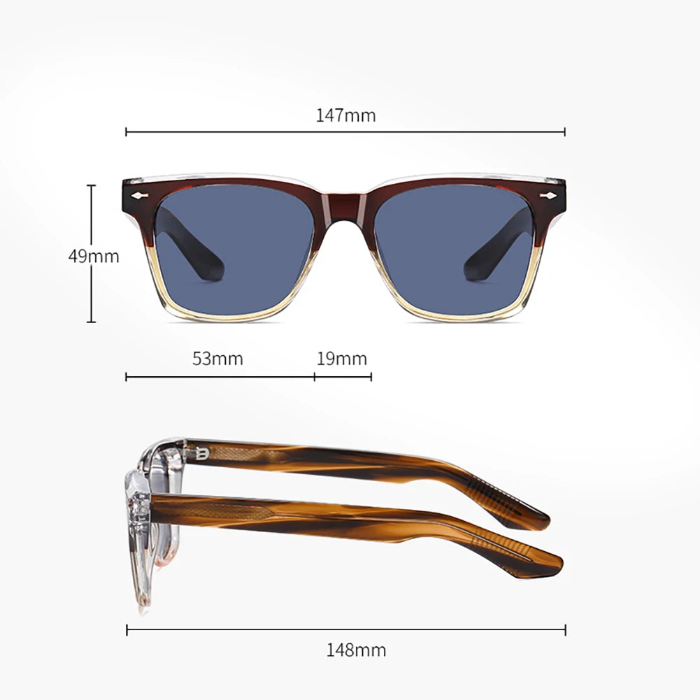 Ochelari de soare polarizați retro Swanwick TR90 pentru bărbați, ochelari de soare pătrați din acetat pentru femei, unisex, UV400, gri-negru, stil european