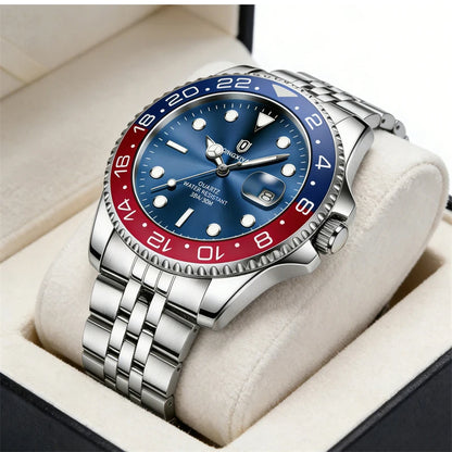 2026 New QINGXIYA Luxury Men Quartz Watches Stainless Steel Waterproof Luminous Date Watch Top Brand Men Wristwatch reloj hombre