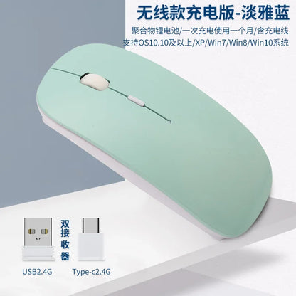 New Charging Type-c Wireless Mouse +USB Dual Receiver Mute Ergonomic Design 1000/1200/1600 Three-speed DPI
