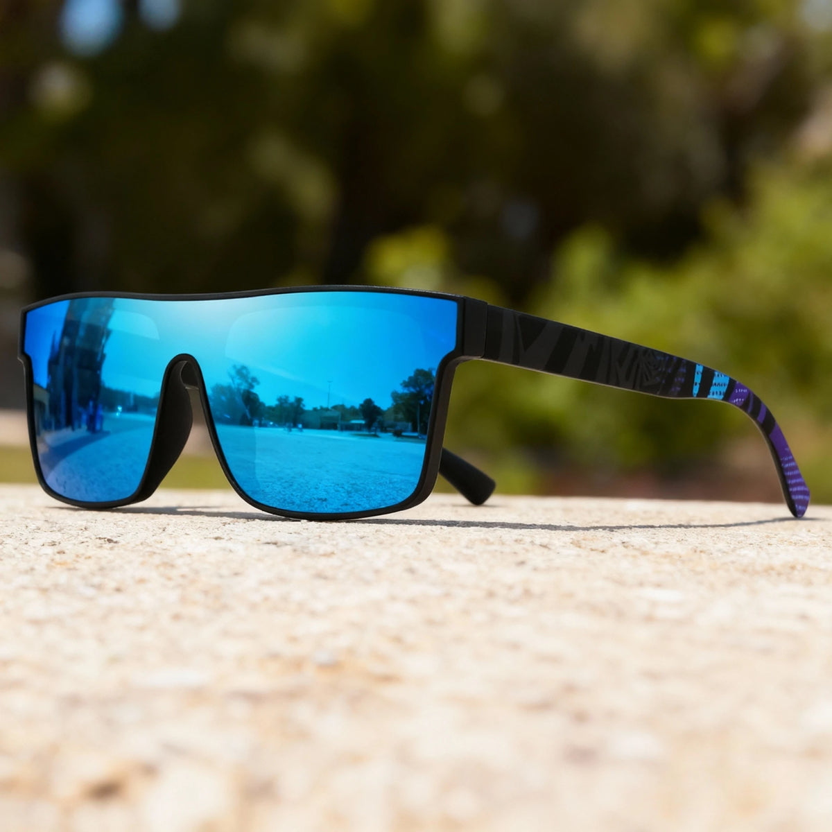 Ochelari de soare sport clasici, pătrați și la modă – brațe cu model, unisex, pentru ciclism, drumeții, călătorii – cadoul perfect
