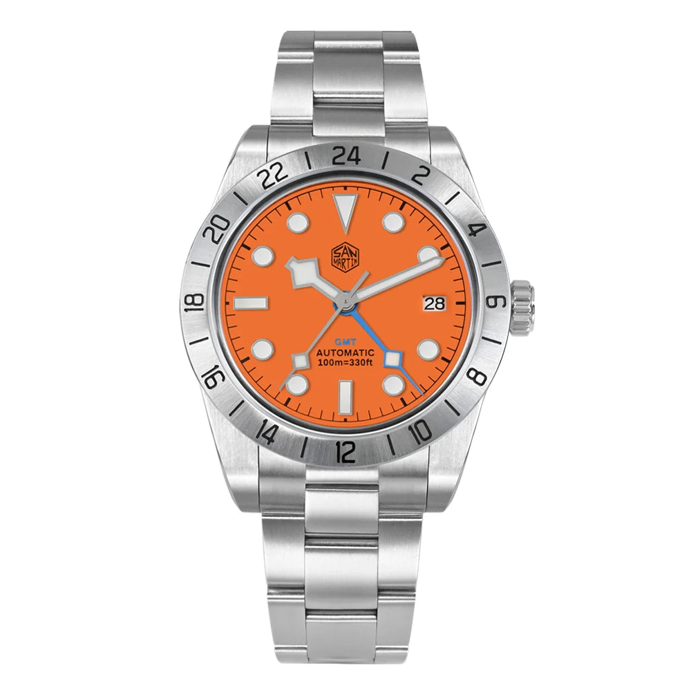 San Martin New 39mm NH34 BB GMT Automatic Mechanical Watch Sport Watch Sapphire Luminous Waterproof 100m for Men Watch SN0054