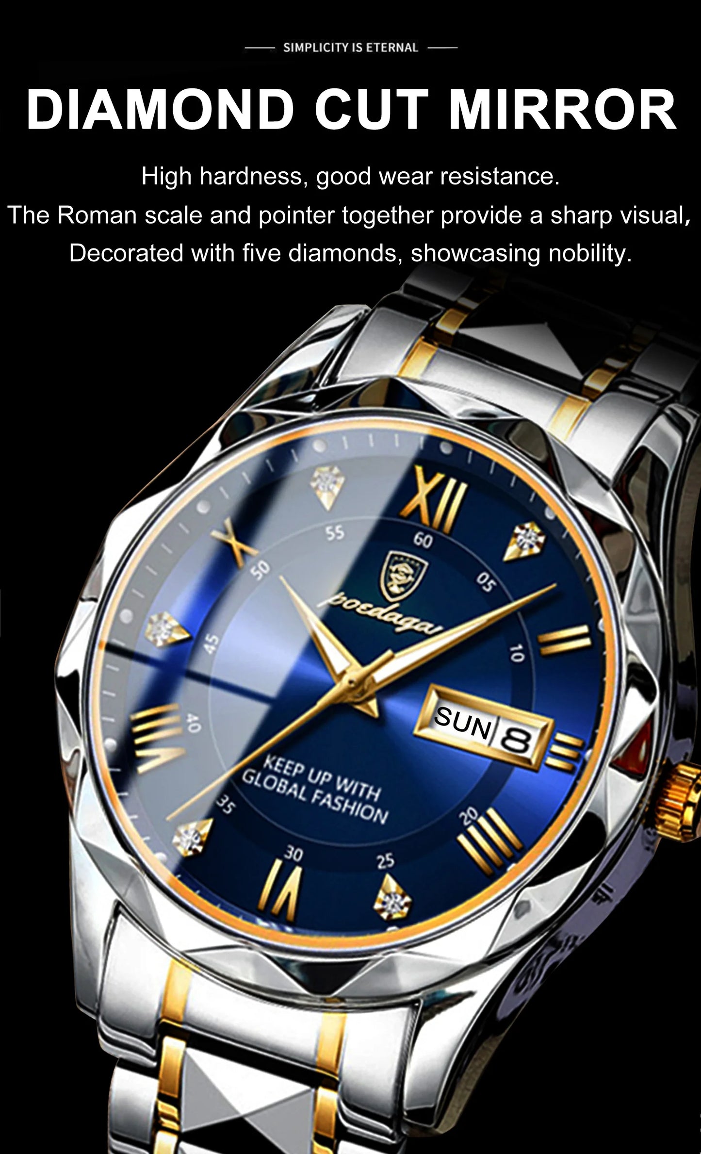POEDAGAR Luxury Business Men's Watches Waterproof Stainless Steel Luminous Man Wristwatch Date Week Quartz Sport Men Watch Reloj