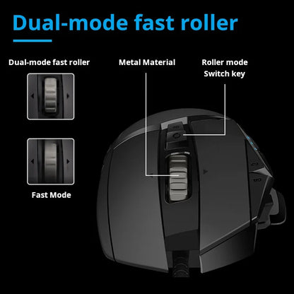 Геймърска мишка Logitech G502 HERO с кабел, e-sports, механична мишка с RGB подсветка, балансируемо тегло и програмируеми макроси за Battle Royale игри