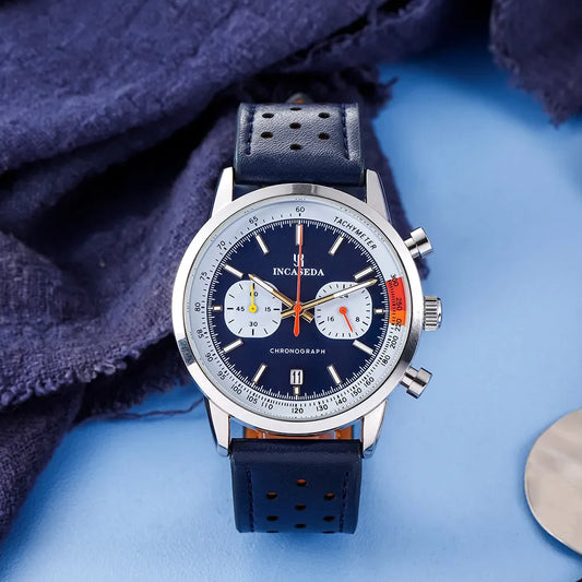 INCASEDA New Watch Timing Code Quartz Watch Multi functional Movement Men's Watch Round Luxury Brand Fashion Sports Quartz Watch