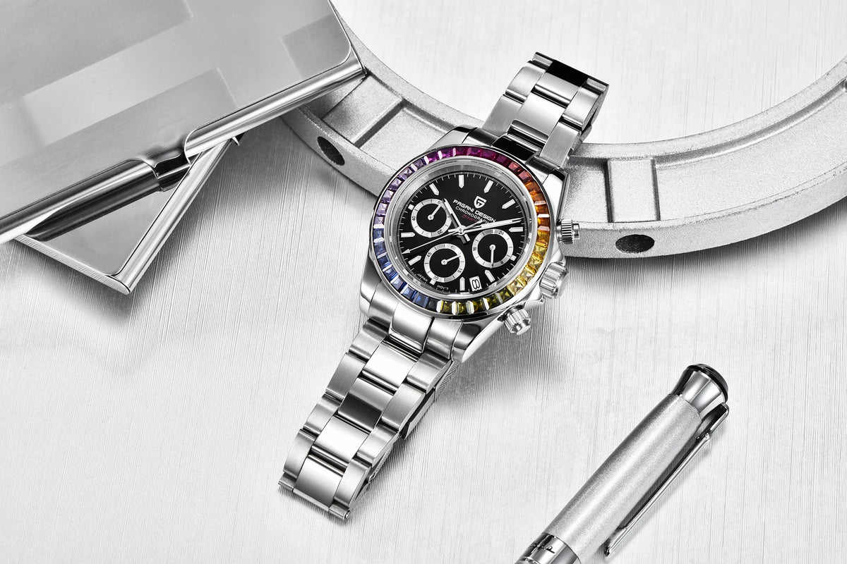 montre chronographe pour homme PAGANI DESIGN– Montre-bracelet à quartz de luxe, lumineuse et étanche.
