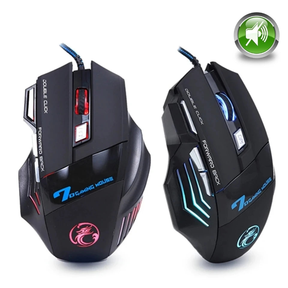 Wired Gaming Mouse, Gamer Computer Mouse with RGB Backlit, Ergonomic Design, Silent Backlight, LED, 7 Buttons, USB Mice for PC Desktop