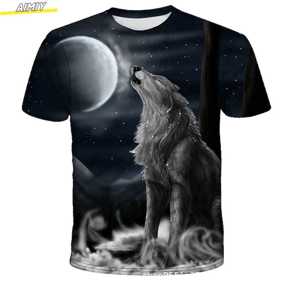 Men's Hipster Wolf 3D Printed T-Shirt Printing Short Sleeve Fashion Summer Tee 3D Animal Plus Size Round Neck Daily Holiday Top