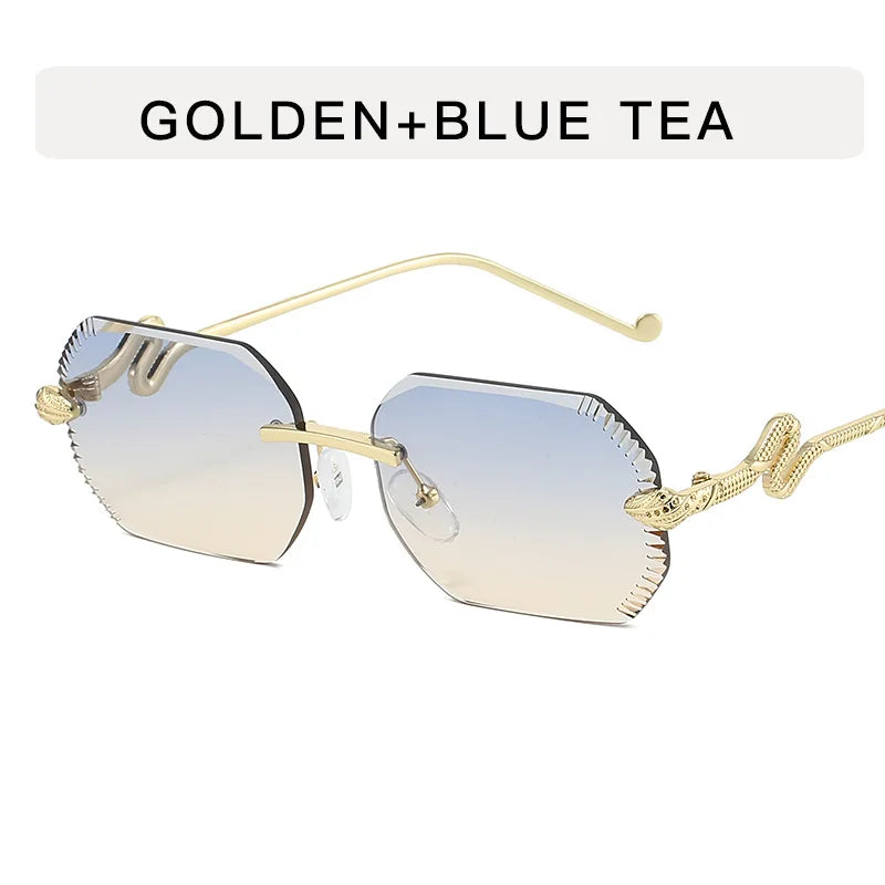 Ochelari de soare decorativi din metal, în formă de șarpe – ramă neregulată unisex, protecție UV, ochelari de soare