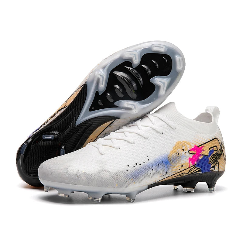New Men Football Boots Cleats Non-Slip Match Ultralight Soccer FG Training Shoes Soccer Shoes Long Spikes Outdoor Drop Shipping