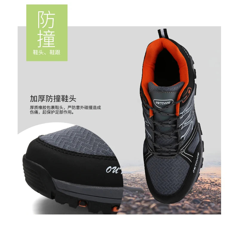 Sapatos de caminhada de marca para homem em malha respirável, calçado de viagem outdoor impermeável para caça e pesca, sapatos desportivos de montanha, todo-o-terreno e equitação