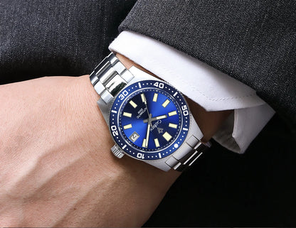 CADISEN New 38mm Diver Mens Watch Japan 8215 Automatic Mechanical Sapphire Glass Date Luminous 100M Waterproof Wrist watch Men