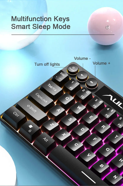 AULA F3061 Wired RGB Gaming Keyboard Membrane Keyboar 60% Gamer klawiatura pc teclado de computador usb teclados cute key board