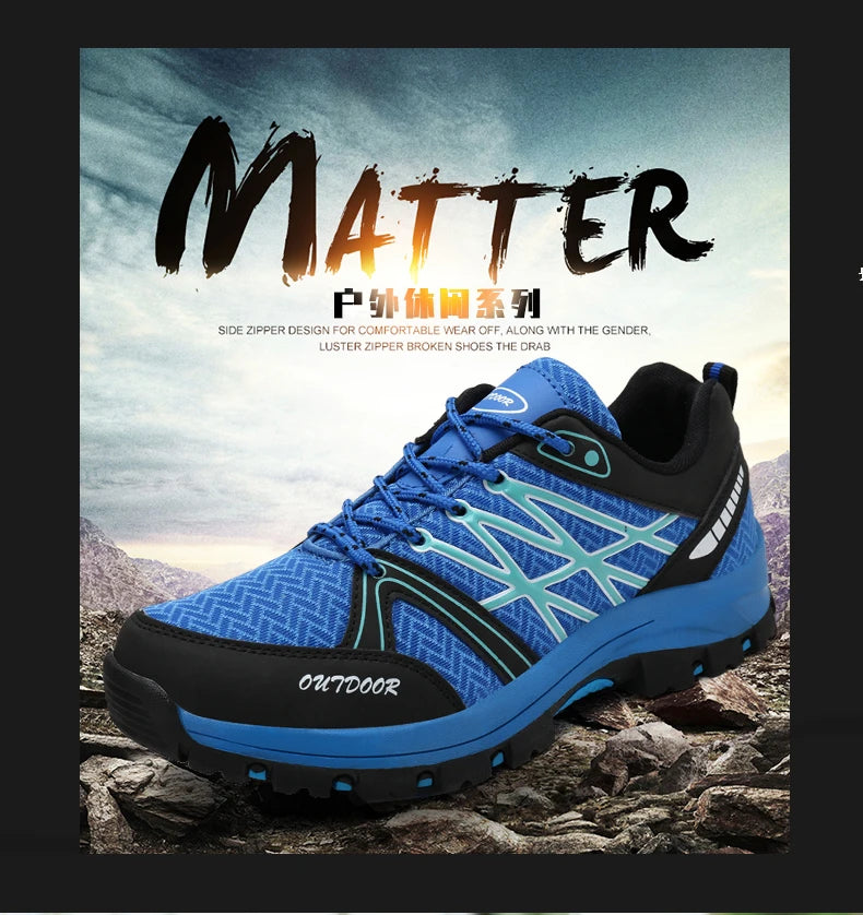 Sapatos de caminhada de marca para homem em malha respirável, calçado de viagem outdoor impermeável para caça e pesca, sapatos desportivos de montanha, todo-o-terreno e equitação