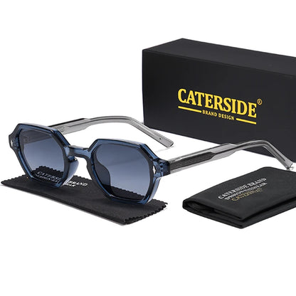 CATERDIDE Ochelari de soare retro poligonali pentru bărbați, cu design personalizat, ramă pătrată, ochelari de soare pentru femei, petreceri, călătorii și vacanțe