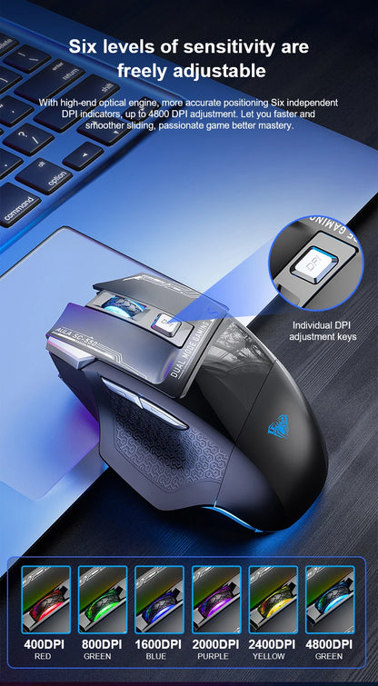 AULA SC550 gamingmus 2.4G trådlös makromus RGB-bakgrundsbelysning ergonomisk design e-sportmus PC-tillbehör