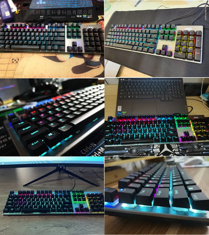 GK410 104 Full Keys Hot Swap Metal Panel Mechanical Keyboard RGB Light Green Black Tea Redaxis non-impact game computer keyboard