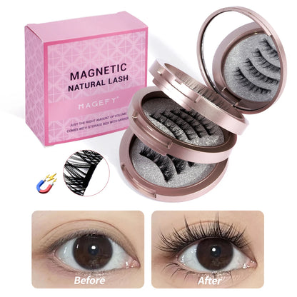 MAGEFY 3 Pairs Magnetic Eyelashes with Applicator Glue Free Reusable Magnetic Lashes Multiple Styles Natural Anime Magnetic Lash