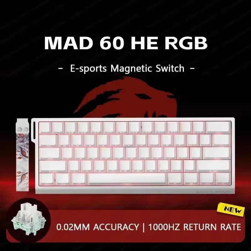 MADLIONS MAD 60/68HE Gaming Magnetic Switch Keyboard Wired Key Web Drive Custom 8K 61/68 Return RT Adjustable Keystroke Hot Swap