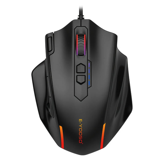 E-YOOSO X-41PRO káblová myš, veľká herná myš s RGB podsvietením, 11 programovateľných bočných tlačidiel, podpora pre počítač PC, notebook a Mac