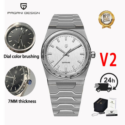 PAGANI DESIGN 2025 new thin 7MM men's quartz watch VJ21 37MM sapphire stainless steel waterproof 10Bar luminous C3 reloj hombre