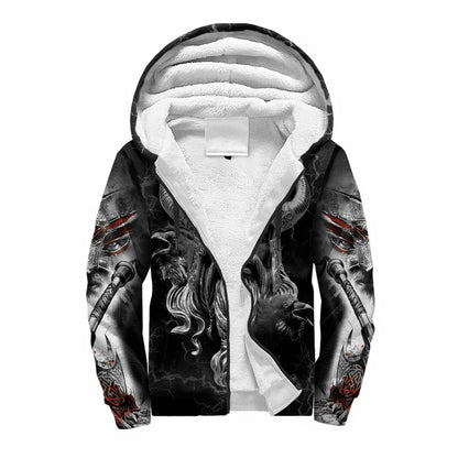 Mjolnir Odin Raven Wolf Tattoo 3D Printed Men's Winter Thicker Zip Hoodie Unisex Casual Hooded Tracksuit Warm Fleece Jacket KD16