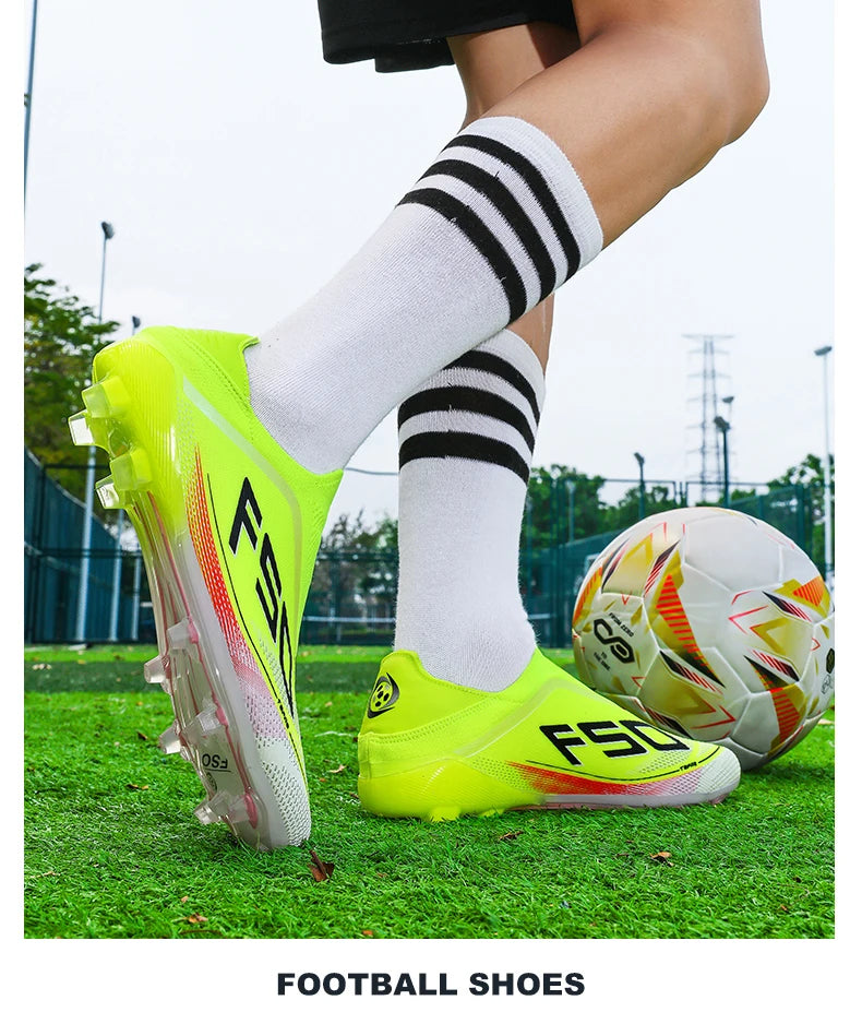 New Men Football Boots Futsal Outdoor Sneakers Match Grass Non-Slip High-quality Soccer Shoes Cleats Hot-selling High-top Light