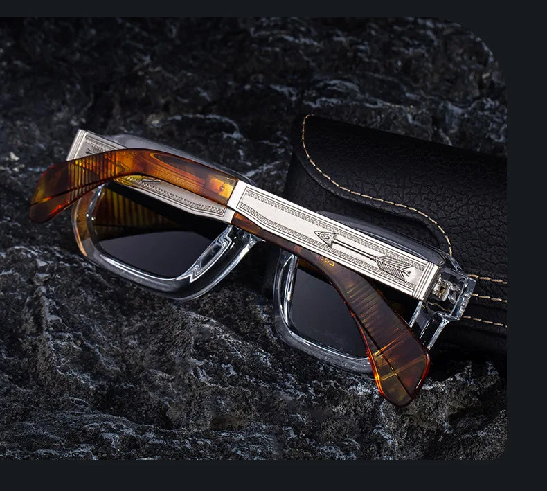 Ochelari de soare polarizați, pătrați, în stil punk, pentru bărbați, de marcă de lux, clasici, dreptunghiulari, cu protecție UV400, pentru șofat, la modă, pentru activități în aer liber