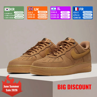 „Nike Air Force 1 '07“ – stilingi ir universalūs, neslystantys ir patvarūs riedlentininkų bateliai, klasikinės rudos spalvos, CJ9179-200