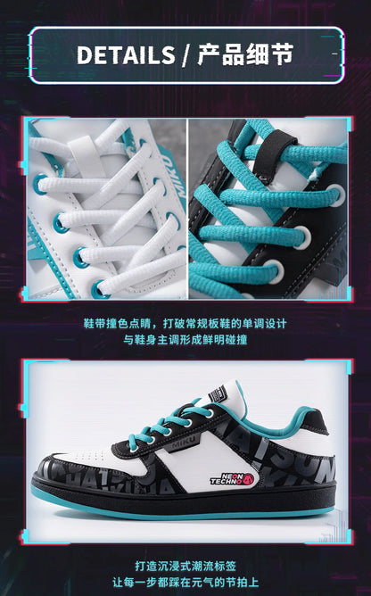 Moeyu Hatsune Miku Shoes for Women and Men Vocaloid Cosplay Anime Sneakers Tennis Lace-Up Sport Athletic Running Casual Shoes