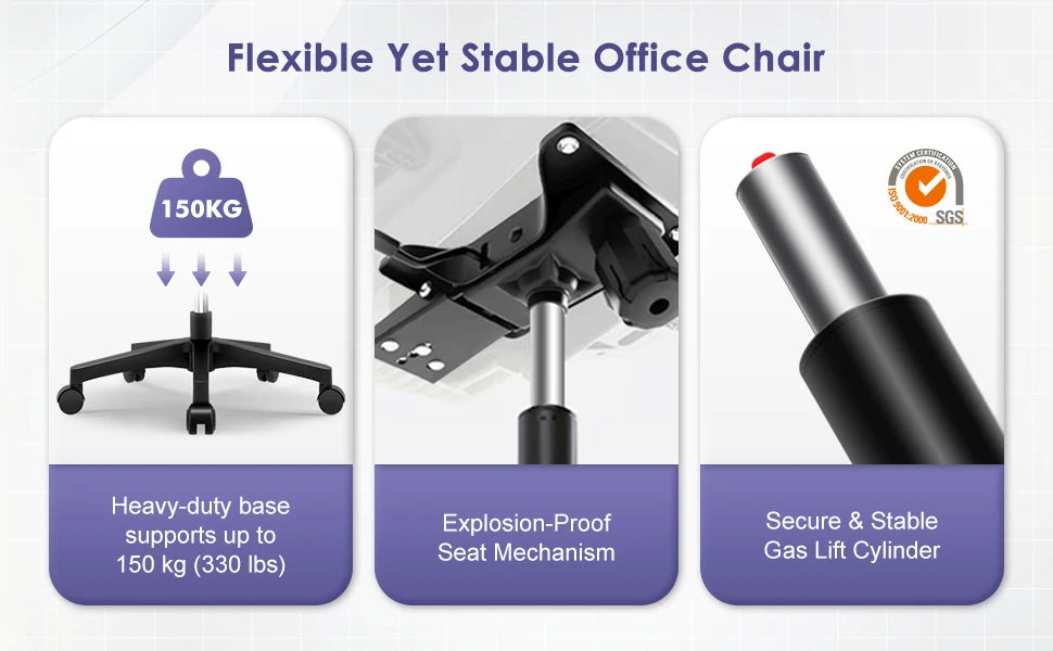 AUTHMIC Ergonomic Office Chair Mesh Back Lumbar Support Flip-Up Armrests Reclining Adjustable Height for Home Office Desk Work