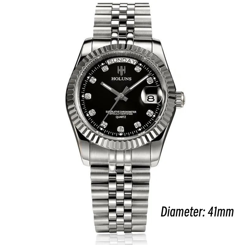 Holuns Luxury Classic 36/41mm Gold Men Watches Japan MIYOTA Quartz Movt Stainless Steel Classic Business Wristwatch Waterproof