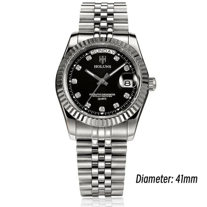 Holuns Luxury Classic 36/41mm Gold Men Watches Japan MIYOTA Quartz Movt Stainless Steel Classic Business Wristwatch Waterproof
