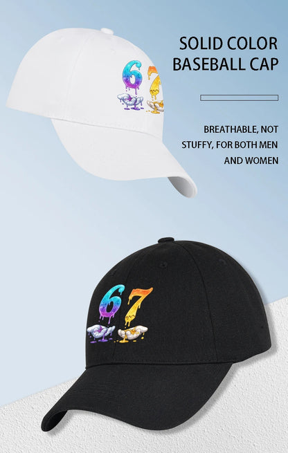 Colorful Dripping Number 67 Print Baseball Cap Adjustable Unisex Cartoon Streetwear Sun Hat