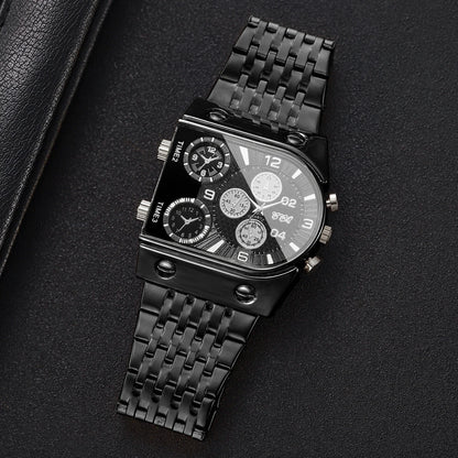 Luxury Gold Men Watch Decorative Dial Stainless Steel Band Quartz Wristwatch Casual Business Clock Reloj Hombre (Without Box)
